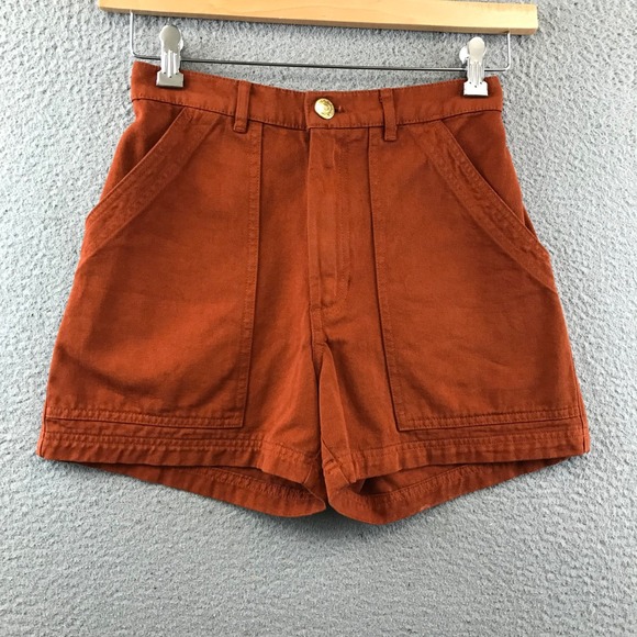 Big Bud Press Work Pants Shorts XS Orange High Waist Pockets Casual Summer - Picture 1 of 10
